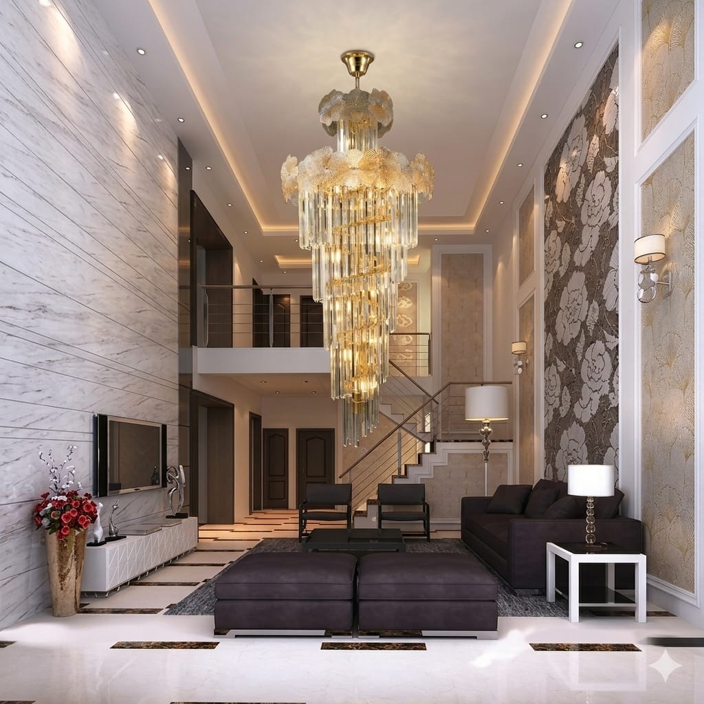 Lustren Golden Blossom Crystal Spiral Chandelier