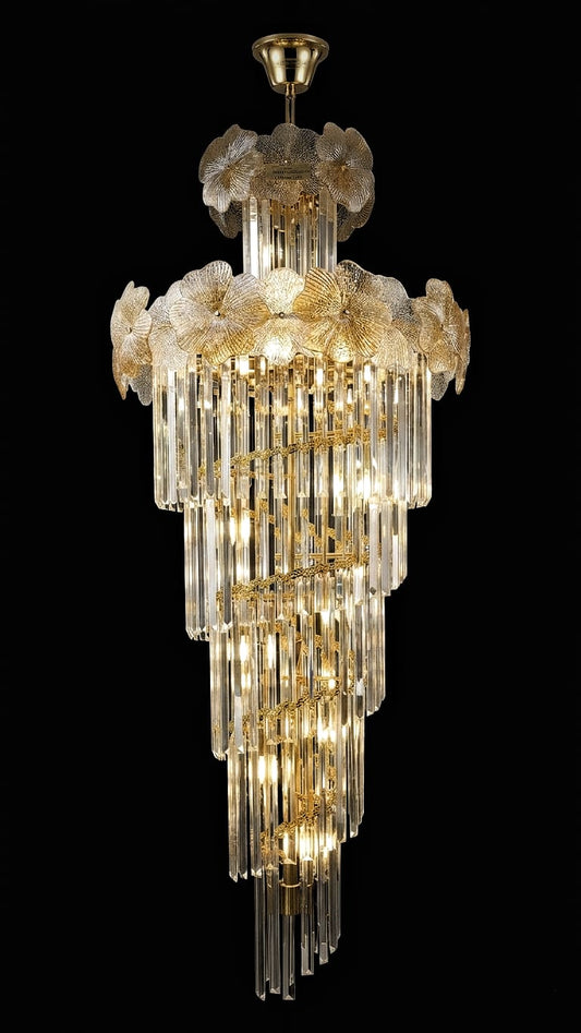 Lustren Golden Blossom Crystal Spiral Chandelier