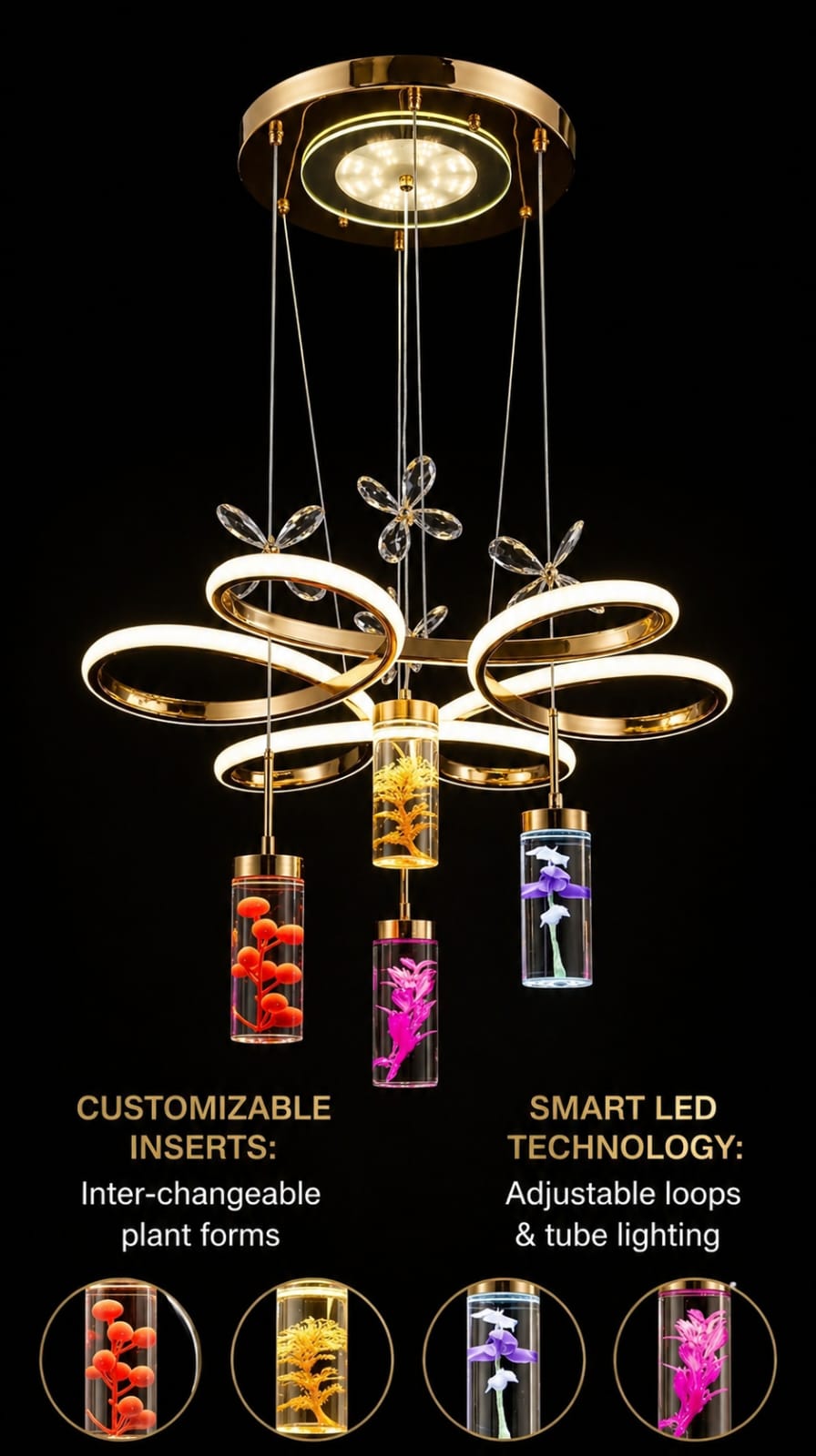 Lustren Aurora Bloom Crystal Ring Chandelier