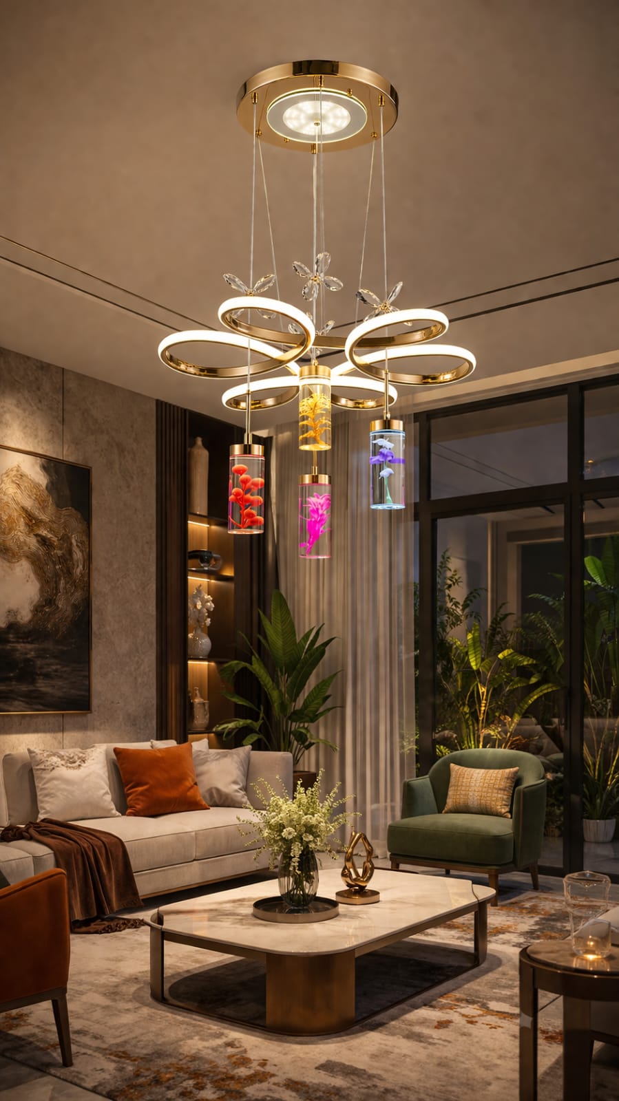 Lustren Aurora Bloom Crystal Ring Chandelier