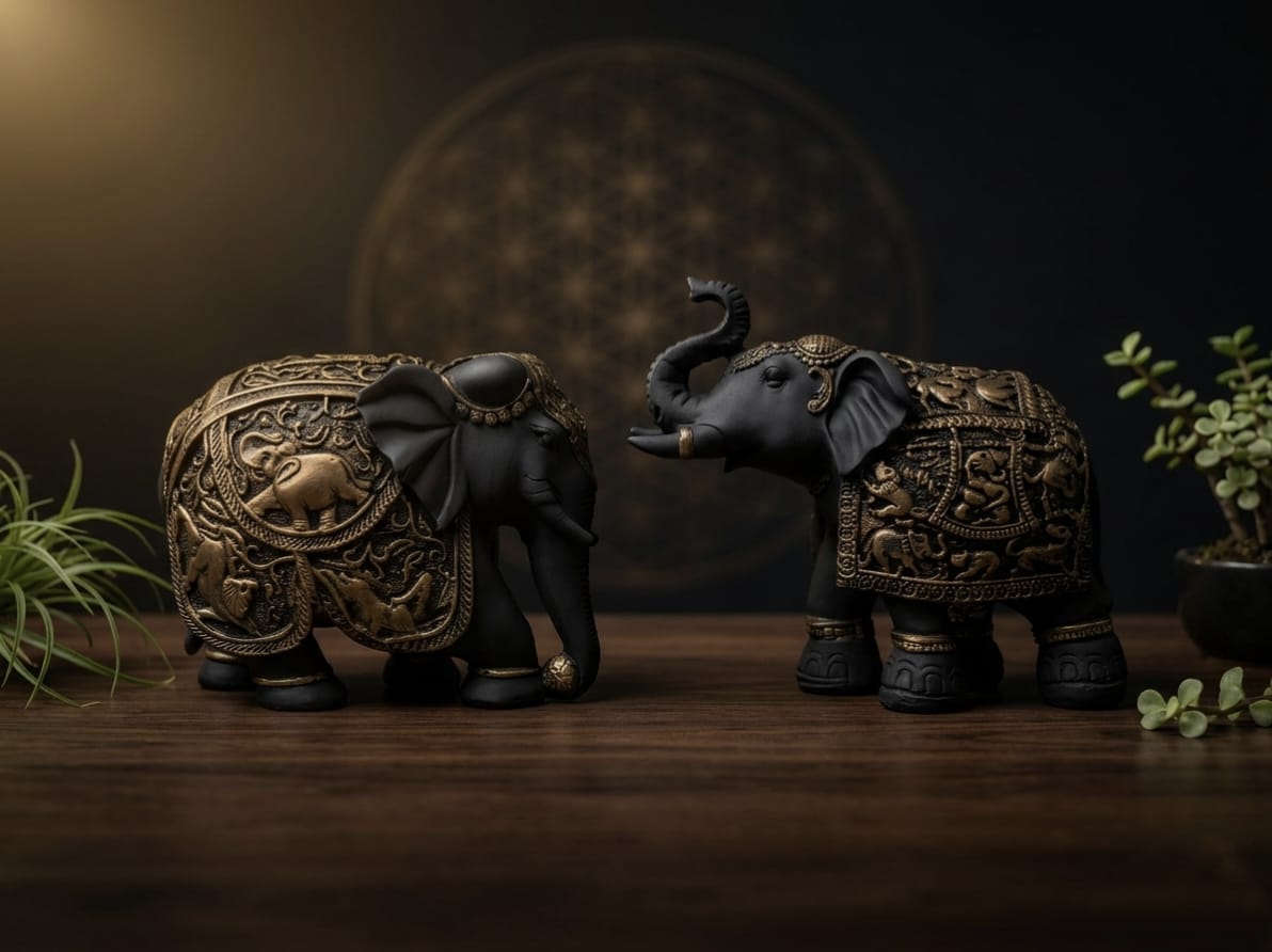 Premium Elephant Showpiece Set | Feng Shui Elephant Decor for Home & Office