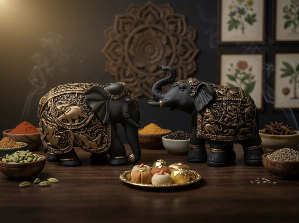 Premium Elephant Showpiece Set | Feng Shui Elephant Decor for Home & Office