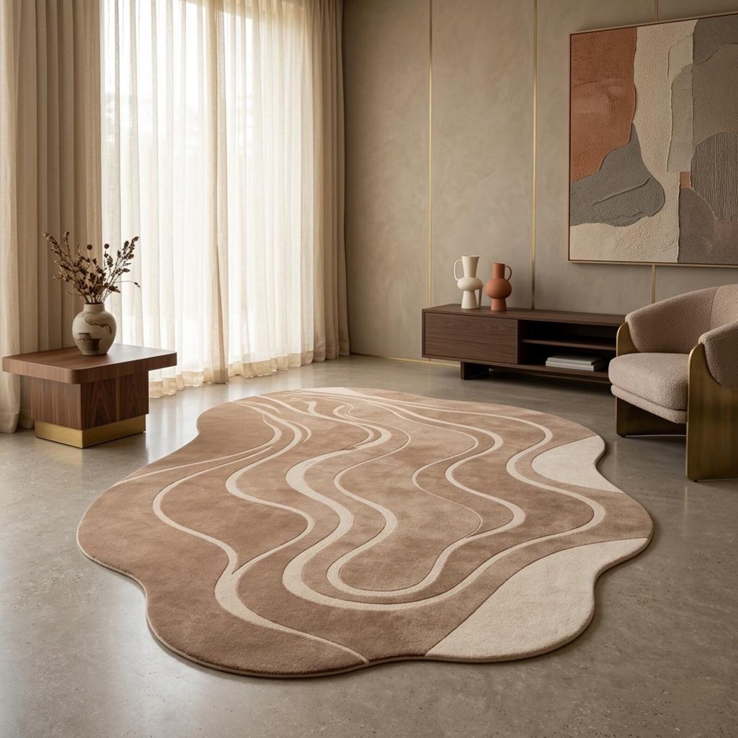 Sand Wave Luxe Rug 4x4 sq feet