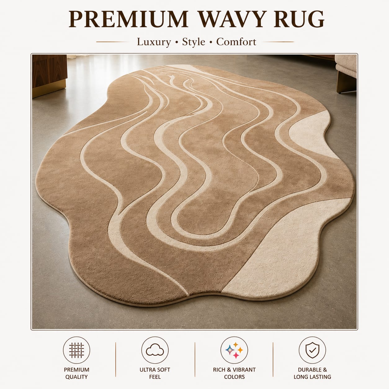 Sand Wave Luxe Rug 4x4 sq feet