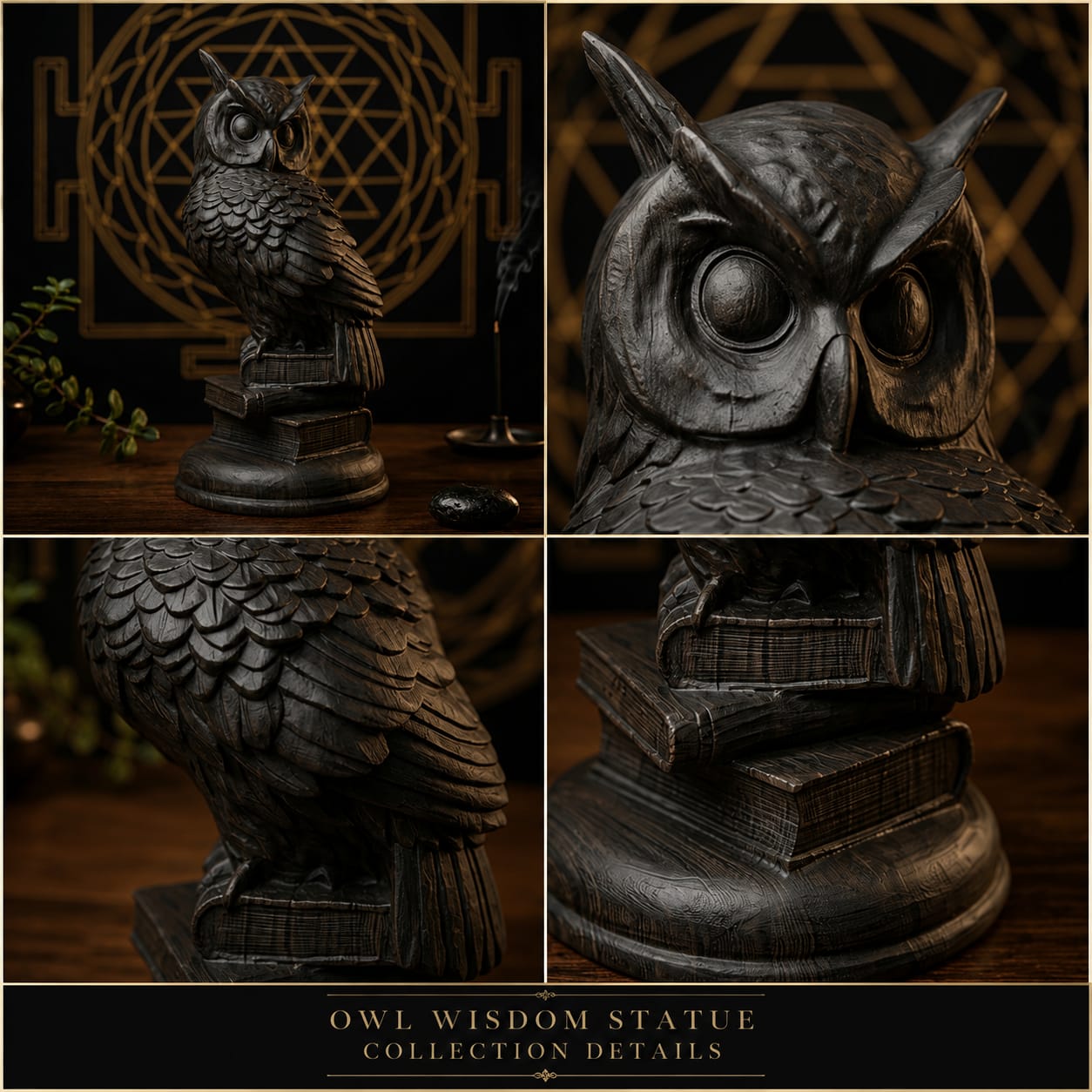 Mystic Owl Wisdom Statue – Handmade Luxury Décor Piece