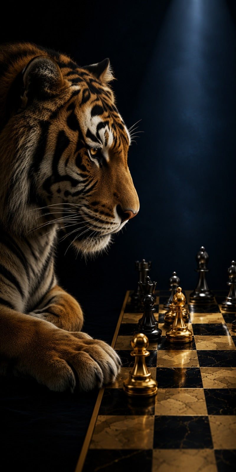 The Ultimate Gambit 3-Piece Canvas Art Set – Tiger vs. Lion Chess Masterpiece