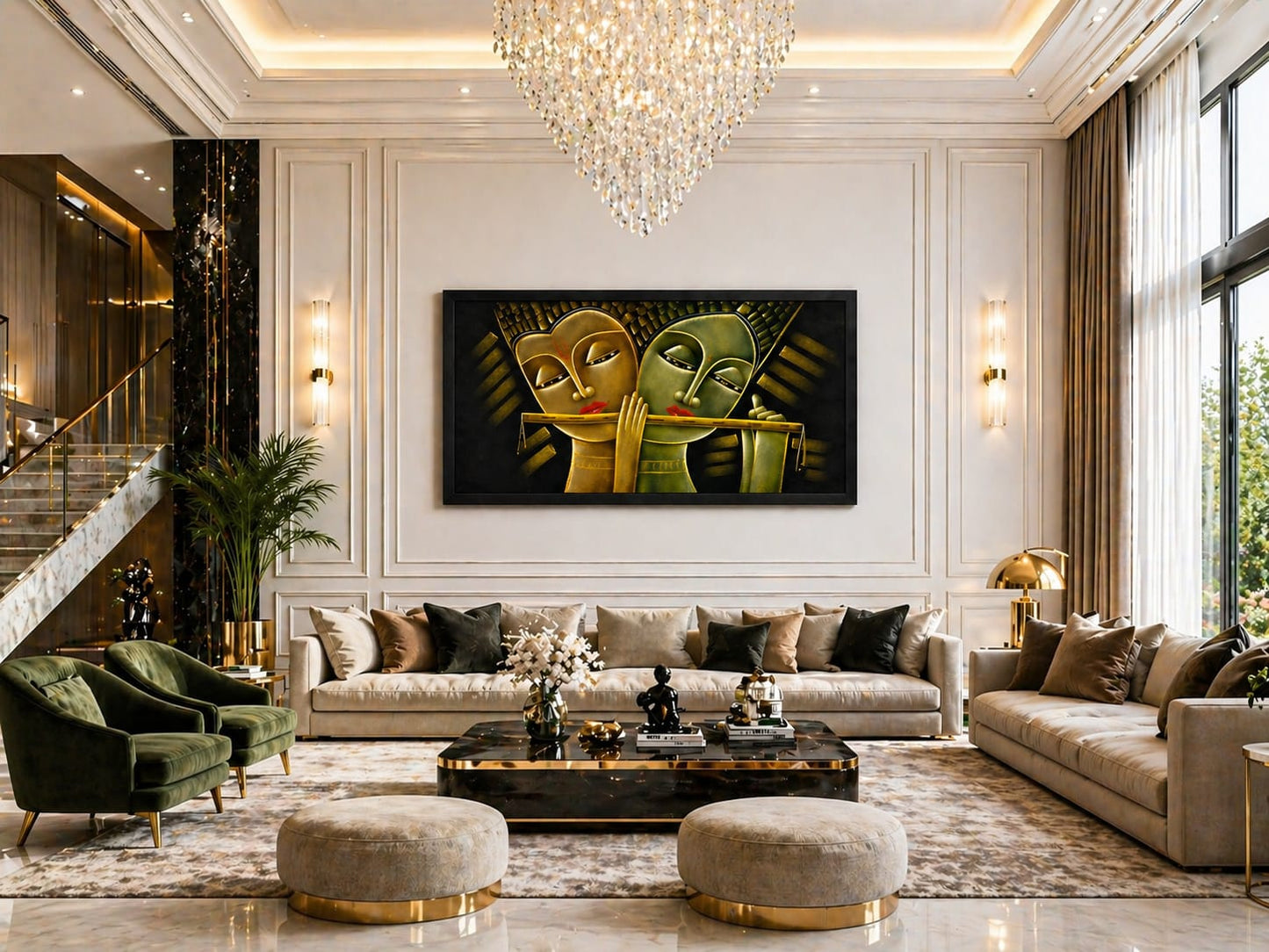 Divine Melody – 46 Inch Premium Modern Wall Painting (Framed)
