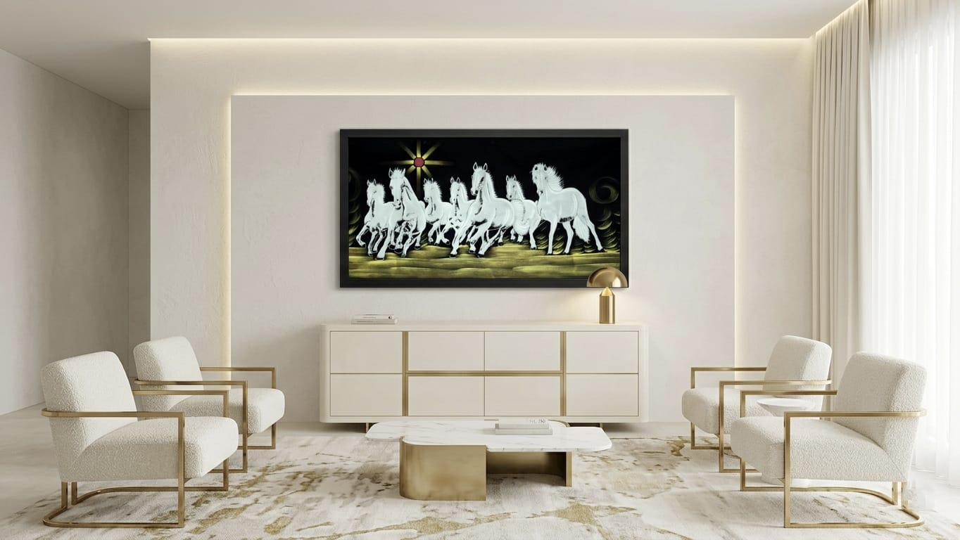 Celestial Steeds: Seven White Horses Premium Wall Art