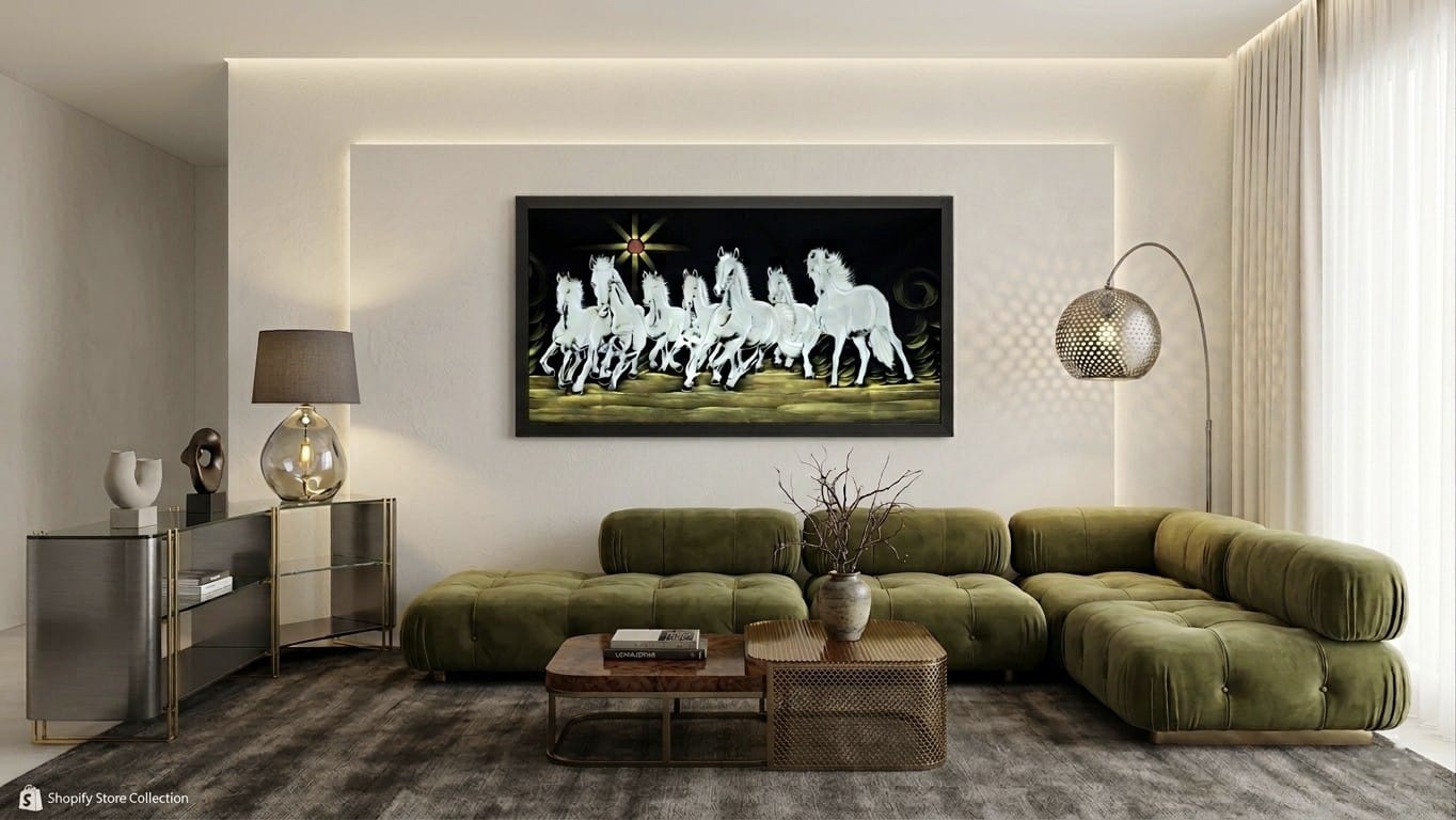 Celestial Steeds: Seven White Horses Premium Wall Art