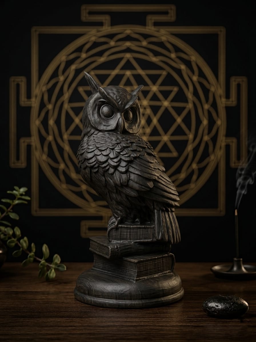 Mystic Owl Wisdom Statue – Handmade Luxury Décor Piece