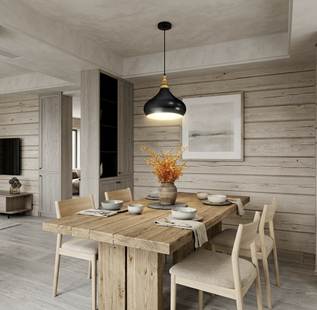 Noir Wood Luxe Hanging Light